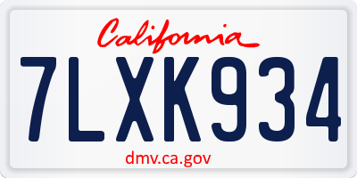 CA license plate 7LXK934
