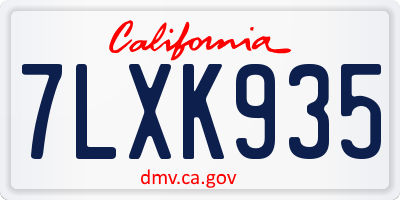 CA license plate 7LXK935