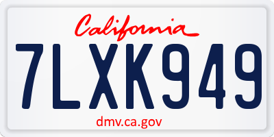 CA license plate 7LXK949