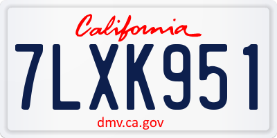 CA license plate 7LXK951
