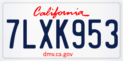 CA license plate 7LXK953