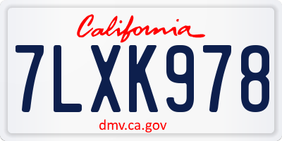 CA license plate 7LXK978