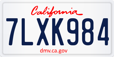 CA license plate 7LXK984