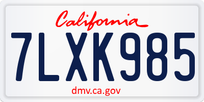 CA license plate 7LXK985
