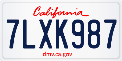 CA license plate 7LXK987