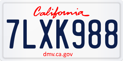 CA license plate 7LXK988