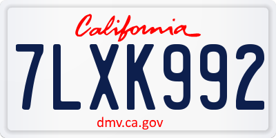 CA license plate 7LXK992