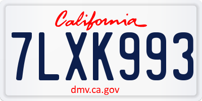CA license plate 7LXK993
