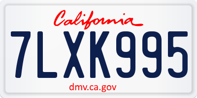 CA license plate 7LXK995