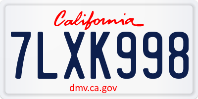 CA license plate 7LXK998