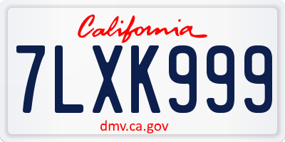 CA license plate 7LXK999