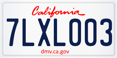 CA license plate 7LXL003