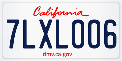 CA license plate 7LXL006
