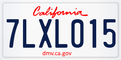 CA license plate 7LXL015