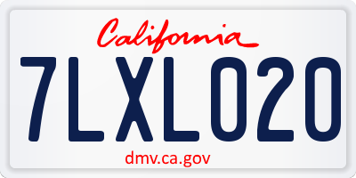 CA license plate 7LXL020