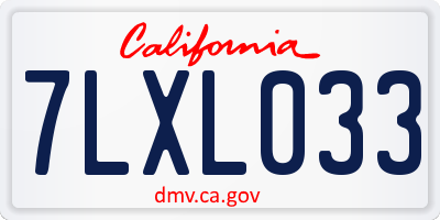 CA license plate 7LXL033