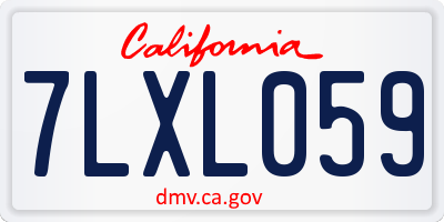 CA license plate 7LXL059