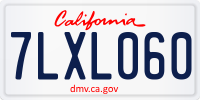 CA license plate 7LXL060