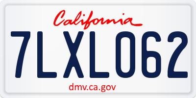 CA license plate 7LXL062
