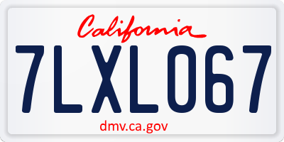 CA license plate 7LXL067