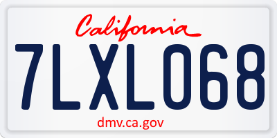 CA license plate 7LXL068
