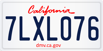 CA license plate 7LXL076