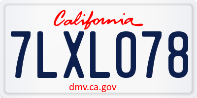 CA license plate 7LXL078