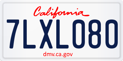 CA license plate 7LXL080