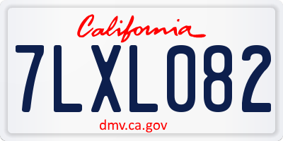 CA license plate 7LXL082