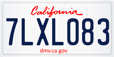 CA license plate 7LXL083