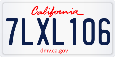CA license plate 7LXL106