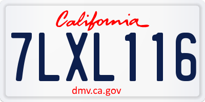CA license plate 7LXL116