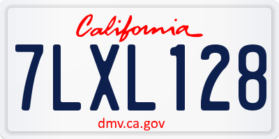 CA license plate 7LXL128