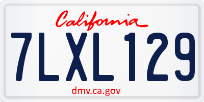 CA license plate 7LXL129