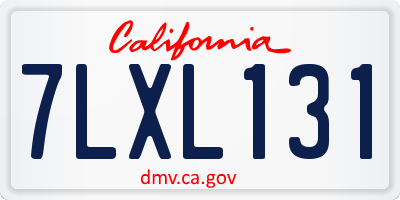 CA license plate 7LXL131