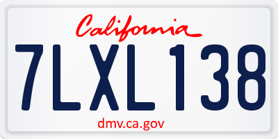 CA license plate 7LXL138