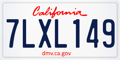 CA license plate 7LXL149
