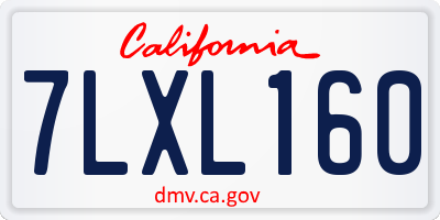 CA license plate 7LXL160