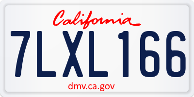 CA license plate 7LXL166