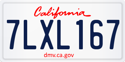 CA license plate 7LXL167