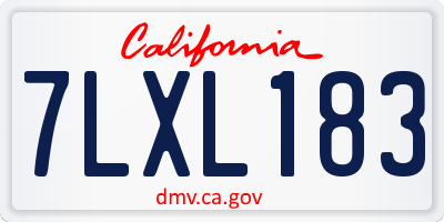 CA license plate 7LXL183