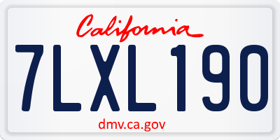 CA license plate 7LXL190