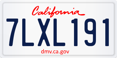 CA license plate 7LXL191