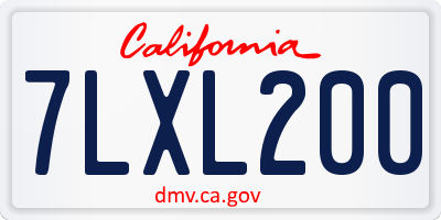 CA license plate 7LXL200