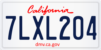 CA license plate 7LXL204