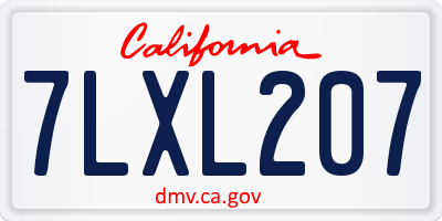 CA license plate 7LXL207