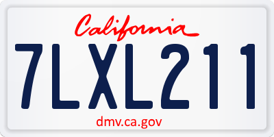CA license plate 7LXL211