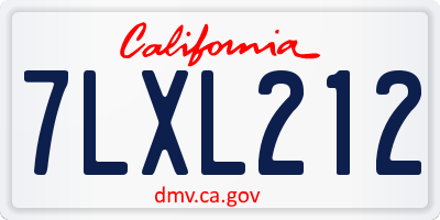 CA license plate 7LXL212