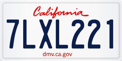CA license plate 7LXL221