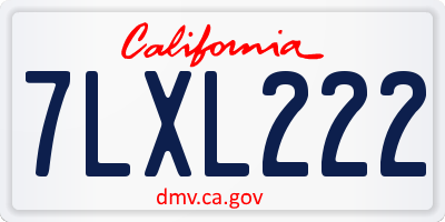 CA license plate 7LXL222
